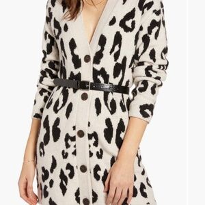 Something Navy Leopard V Neck Cardigan